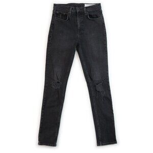 RAG & BONE black High Rise Ankle Skinny distressed jeans size 2